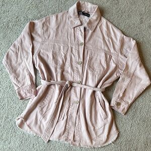 Zara Light Pink DenimUtility Jacket with Belt